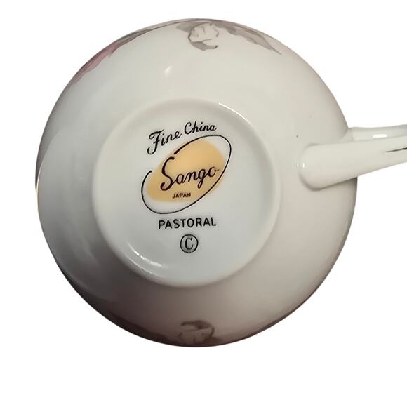 VTG Sango Japan Gold Rim Pastoral Pink Roses Flat Cup & Saucer Set of 4 READ - Picture 5 of 7